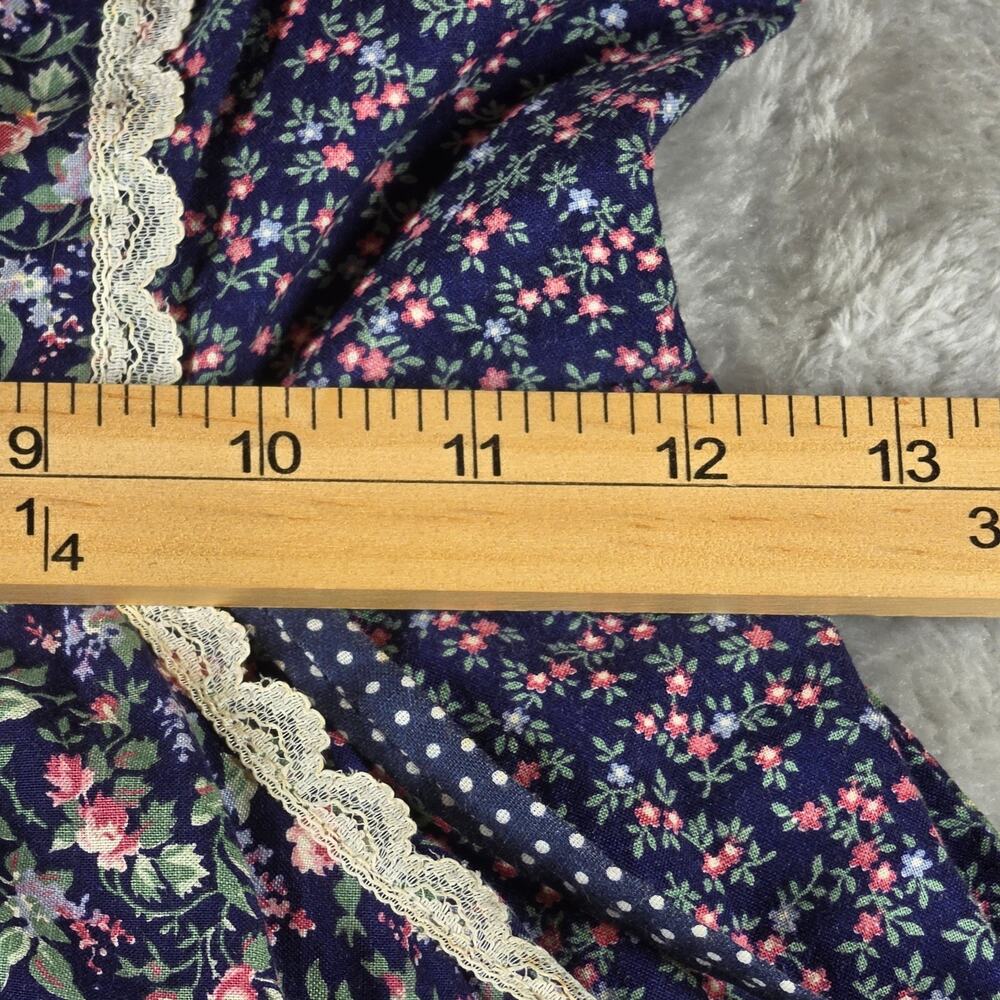 VTG 70s Gunne Sax Jessica Blue Calico Floral Prairie Dress Corset Lace Up Size 7 - Picture 6 of 14
